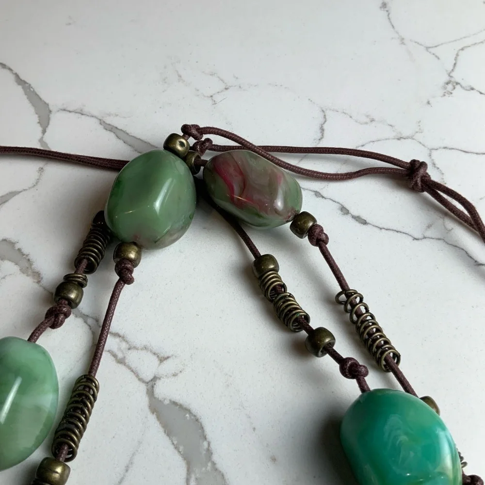 Desert jewel, turquoise and leather beaded belt that doubles necklace